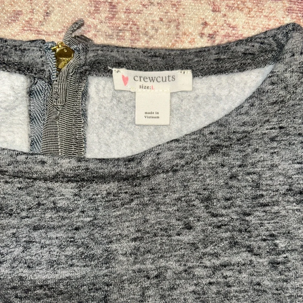 J.Crew Crewcuts Gray Knit Dress with Faux Fur Leopard Pockets (Size L) - Picture 4 of 4